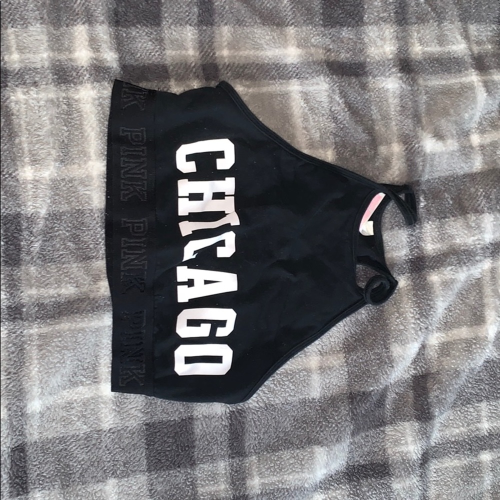 Pink Chicago sports bra